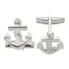 Diamond2deal Sterling Silver Anchor With Dangle Rope Cufflinks
