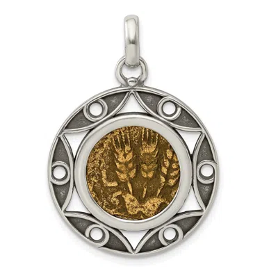 Diamond2deal Sterling Silver And Bronze Antiqued Agrippa Coin Pendant With A Certificate Of Authenticity