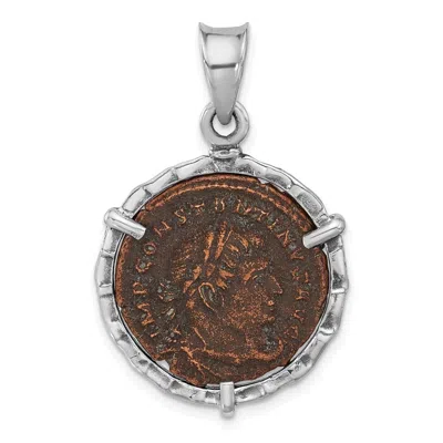 Diamond2deal Sterling Silver And Bronze Antiqued Roman Constantine L Coin Pendant With A Certificate Of Authentic