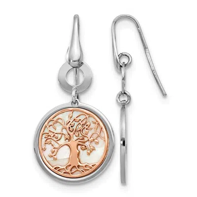 Diamond2deal Sterling Silver & Rose-tone Tree Of Life Drop Dangle Earrings In Multi