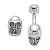 Diamond2deal Sterling Silver Antiqued Black Ink Texture Moveable Skull Cuff Links