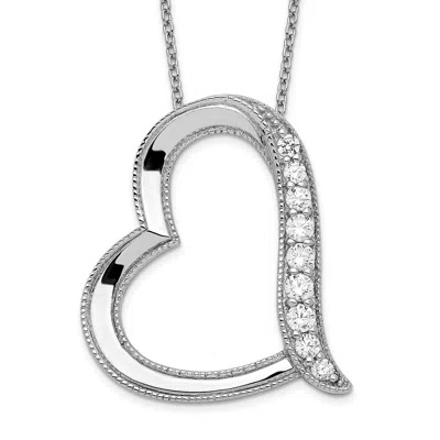 Diamond2deal Sterling Silver Antiqued Cubic Zirconia Daughter-in-law Necklace In White