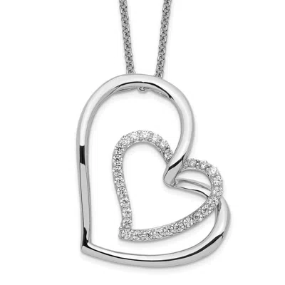 Diamond2deal Sterling Silver Antiqued Cubic Zirconia Thank You Mother Hearts Necklace In White