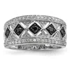 Diamond2deal Sterling Silver Black And White Diamond Engagement Ring