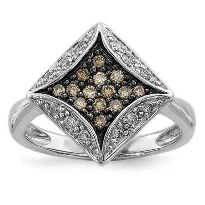 Diamond2deal Sterling Silver Champagne Diamond Engagement Ring In White