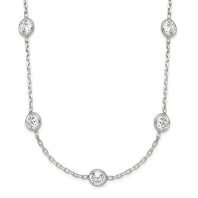 Diamond2deal Sterling Silver Clear 4mm 9-station Cubic Zirconia Necklace 18" In White