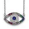 Diamond2deal Sterling Silver Colorful Cubic Zirconia Evil Eye Necklace 16" With 2 Inch Ext.