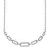 Diamond2deal Sterling Silver Cubic Zirconia 102 Stone Paper Clip Link Necklace 16" With 2" Ext.