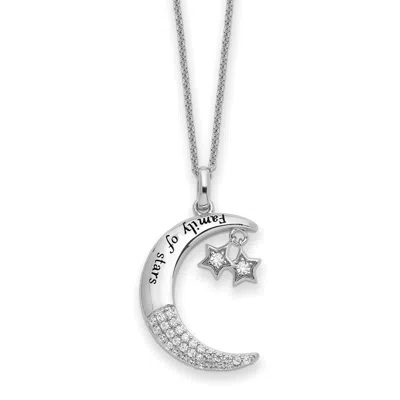 Diamond2deal Sterling Silver Cubic Zirconia Antiqued Family Of Stars Necklace In White