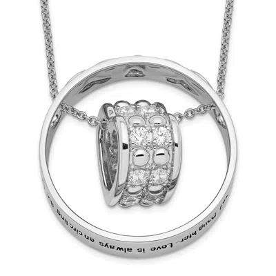 Diamond2deal Sterling Silver Cubic Zirconia Antiqued Mother And Daughter Necklace