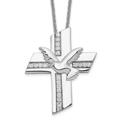 Diamond2deal Sterling Silver Cubic Zirconia Confirmation Blessings Necklace In White