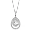 Diamond2deal Sterling Silver Cubic Zirconia Double Halo Pear Shaped Necklace 18"