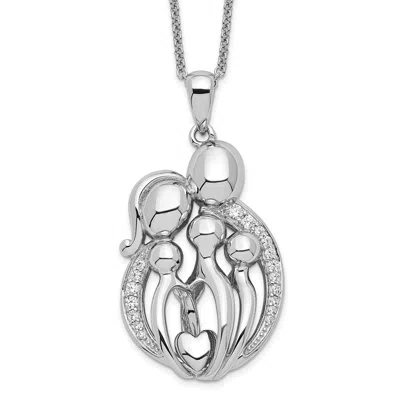 Diamond2deal Sterling Silver Cubic Zirconia Family Of 5 Gathering Necklace In White