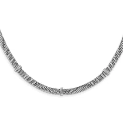 Diamond2deal Sterling Silver Cubic Zirconia Fancy Necklace 18" In White