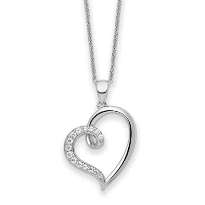 Diamond2deal Sterling Silver Cubic Zirconia Friendship Heart Pendant Necklace In White