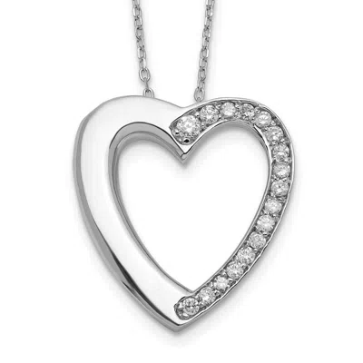 Diamond2deal Sterling Silver Cubic Zirconia Heart Ash Holder Necklace 18" In White