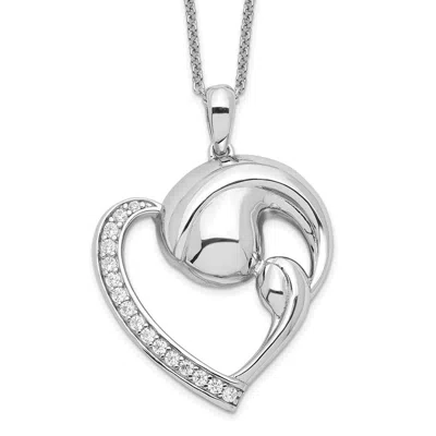 Diamond2deal Sterling Silver Cubic Zirconia Motherhood Necklace In White