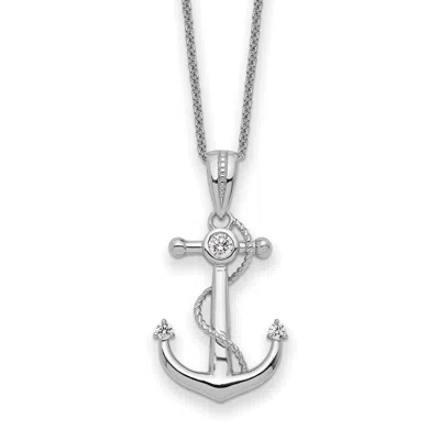 Diamond2deal Sterling Silver Cubic Zirconia My Mother My Anchor Necklace In White