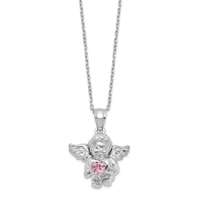Diamond2deal Sterling Silver Cubic Zirconia Oct Birthstone Angel Ash Holder Necklace 18"
