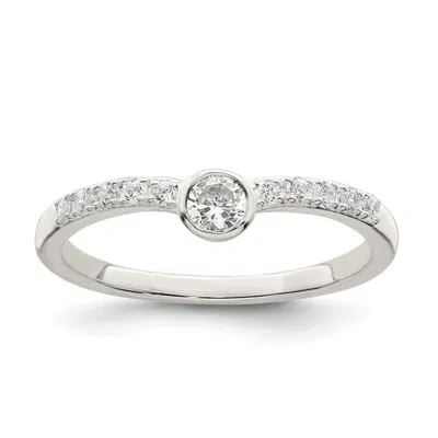 Diamond2deal Sterling Silver Cubic Zirconia Ring In White