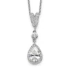 Diamond2deal Sterling Silver Cubic Zirconia Teardrop And Bezel Halo Necklace 18"