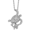 Diamond2deal Sterling Silver Cubic Zirconia Turtles Necklace 16" With 2 Inch Ext.