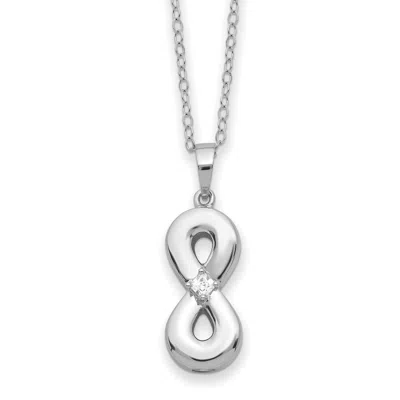 Diamond2deal Sterling Silver Cz Infinity Ash Holder Necklace 18" In White