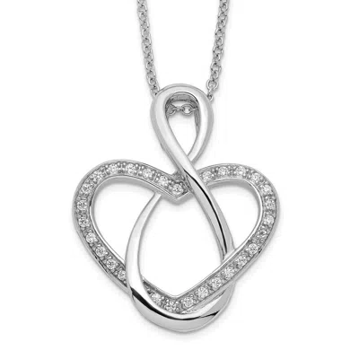 Diamond2deal Sterling Silver Cz Lifetime Friend Pendant Necklace 18" In White
