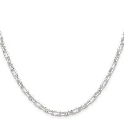 Diamond2deal Sterling Silver Diamond-cut 4mm 3 Short Plus 1 Long Cable Link Chain Necklace In White