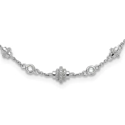 Diamond2deal Sterling Silver Fancy Cubic Zirconia Necklace 16" With 2" Ext
