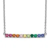 Diamond2deal Sterling Silver Fancy Lobster Clasp Colorful Cubic Zirconia Bar Necklace 18"