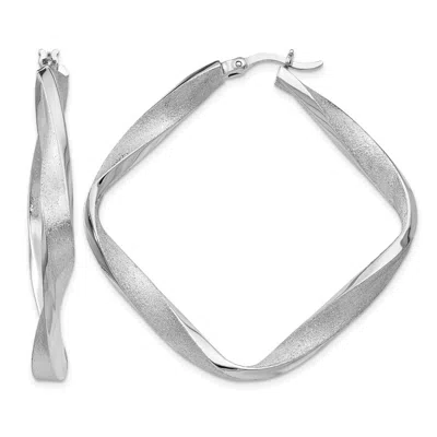 Diamond2deal Sterling Silver Fancy Twisted Hoop Earrings In Metallic