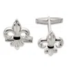 Diamond2deal Sterling Silver Fleur De Lis Onyx Cuff Links