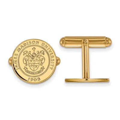 Diamond2deal Sterling Silver Gold-plated James Madison University Crest Cuff Links In Yellow