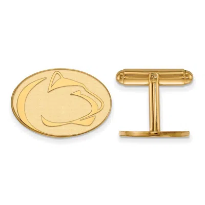 Diamond2deal Sterling Silver Gold-plated Penn State University Lion Cuff Links In Yellow