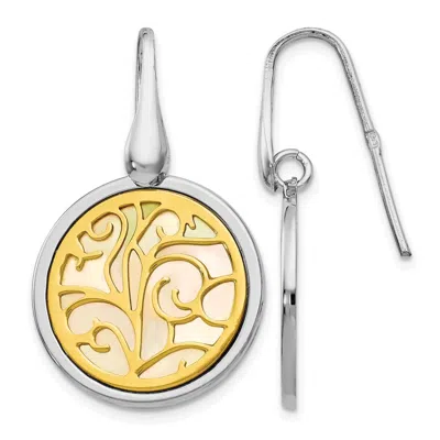 Diamond2deal Sterling Silver Gold-tone Mother Of Pearl Drop Dangle Earrings