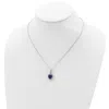 Diamond2deal Sterling Silver Lab Created Dark Blue Spinel And Cz Heart Halo Pendant Necklace