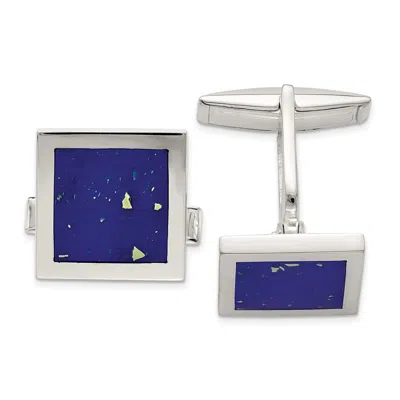 Diamond2deal Sterling Silver Lapis Cuff Links In Blue