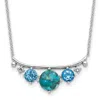 Diamond2deal Sterling Silver Multi Color Cubic Zirconia Reconstituted Turquoise Necklace 16" With 2" Ext