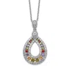Diamond2deal Sterling Silver Multi-color Cubic Zirconia Teardrop Necklace 18"