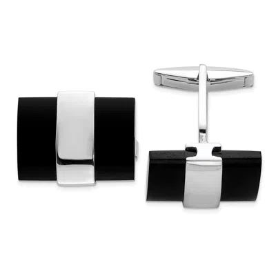 Diamond2deal Sterling Silver Onyx Cuff Links