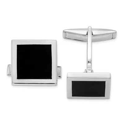 Diamond2deal Sterling Silver Onyx Cuff Links