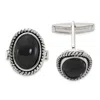 Diamond2deal Sterling Silver Onyx Enameled Cuff Links