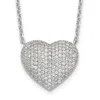Diamond2deal Sterling Silver Pave Cubic Zirconia Heart Pendant Necklace 18"