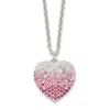 Diamond2deal Sterling Silver Pink, Red & Clear Cubic Zirconia Heart Pendant Necklace 18"