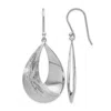 Diamond2deal Sterling Silver Polished And Textured Drop Dangle Earrings In Metallic