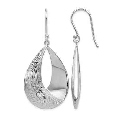 Diamond2deal Sterling Silver Polished And Textured Drop Dangle Earrings In Metallic