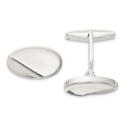 Diamond2deal Sterling Silver Polished And Textured Oval Cuff Links In White