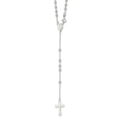 Diamond2deal Sterling Silver Polished Bead 18 Inch Rosary Necklace 18"