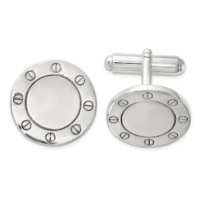 Diamond2deal Sterling Silver Polished Circle Cuff Links In White